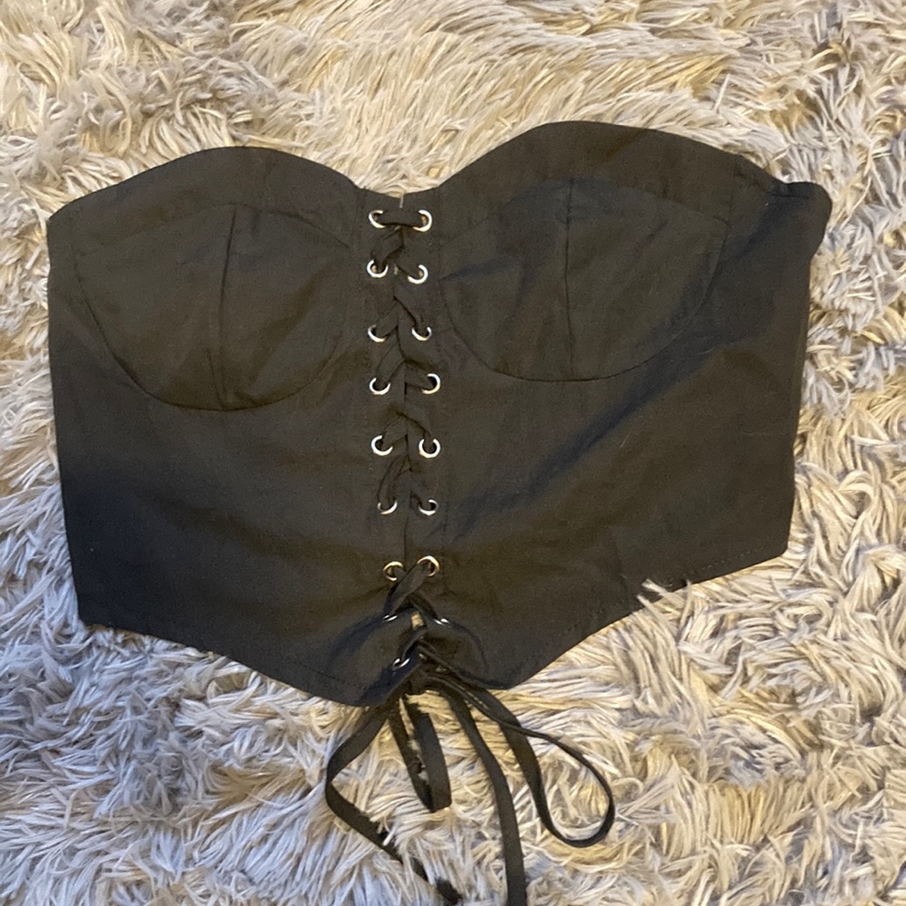 Black lace up top
